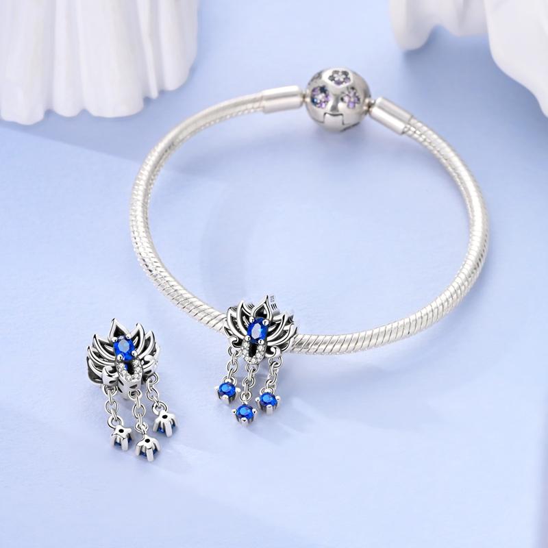 Magicalcopper Glass Blue Gem Lotus Planet Moon Charms Beads Fit 3Mmoriginal Bracelets Fine Diy Party Jewelry Gifts