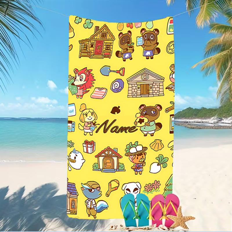 Customizable personalized beach towels Animal Crossing themed designs.Suitable for the beach, yoga, sports;ideal as beach accessories