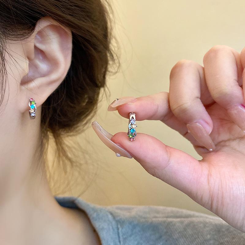 Colorful Zircon High-End Earrings: Trendy, All-Match Designer Ear Buckles