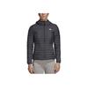 adidas Tkaná zimní outdoorová péřová bunda s dlouhým rukávem a potiskem loga s písmeny Unisex svrchní oděv Černá CY8735