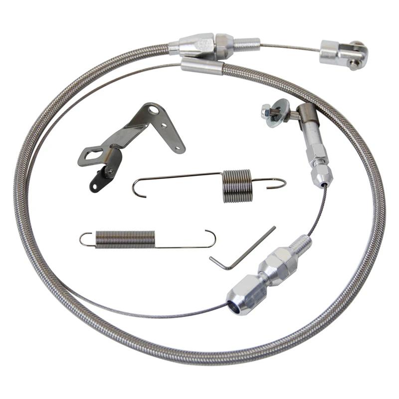 Gas Pedal w/Brake +Clutch Pad & 24"/36'' Throttle Cable Bracket Spring Kit XL Series Billet Aluminum Non-Slip Black/Silver