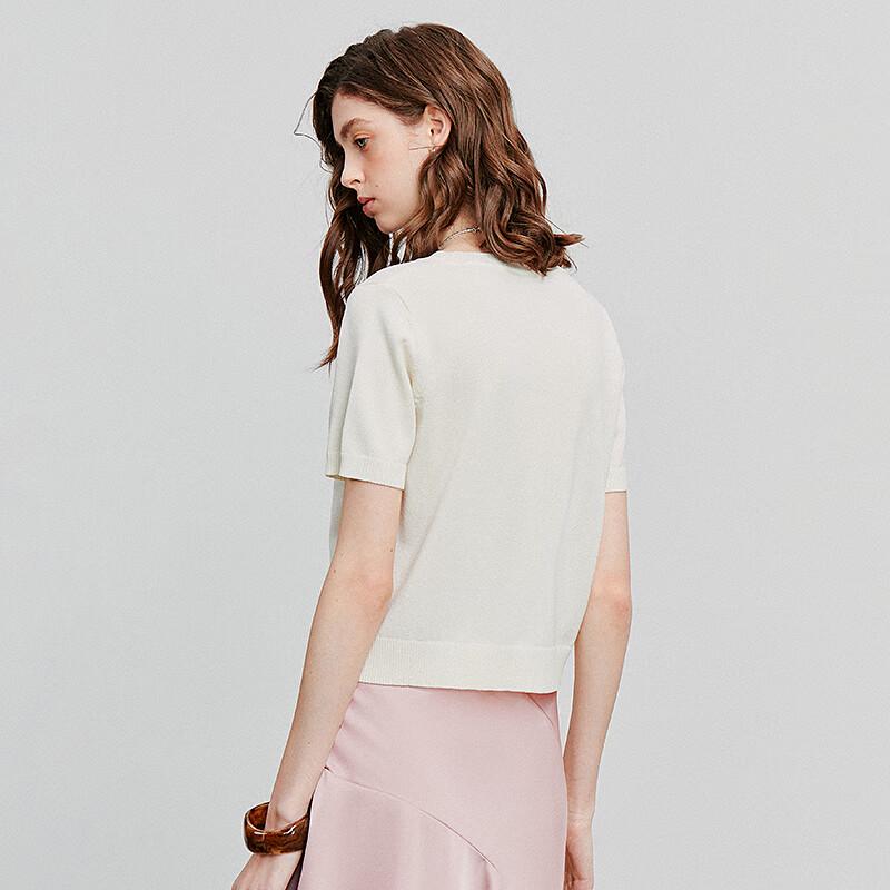 Damski top dzianinowy z żakardowym wzorem kwiatowym z lodowego jedwabiu