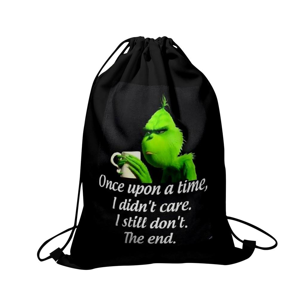 Christmas Double Sided Print New Year Gift Bag Drawstring Pocket Christmas Backpack