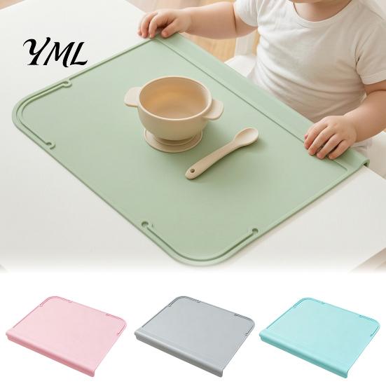 Non Slip Silicone Placemat for Toddlers, Non-Slip Food Grade Baby Eating Mat, Kitchen Dining Pad Table Mat with Safety Edge, Foldable Multi-functional