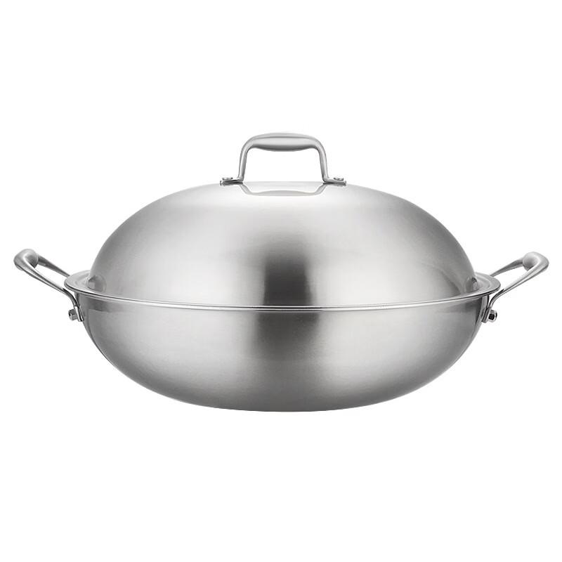 ZISIZ 34cm 304 Stainless Steel Multi-Purpose Wok