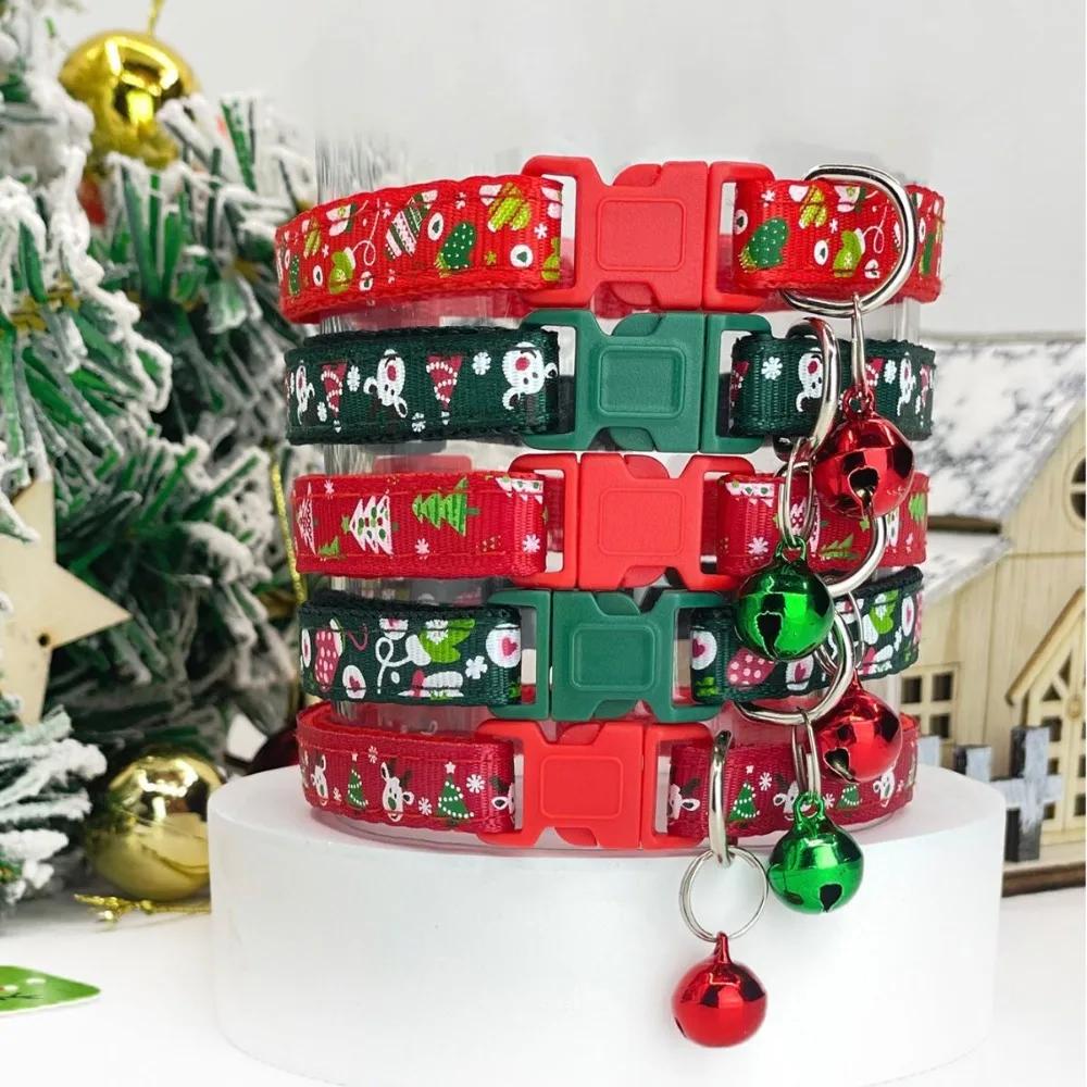 Christmas Safety Buckle Dog Collars Snowflake Tree Christmas Pet Collar Adjustable Collar Cat Collar Pet Accessories Wholesale