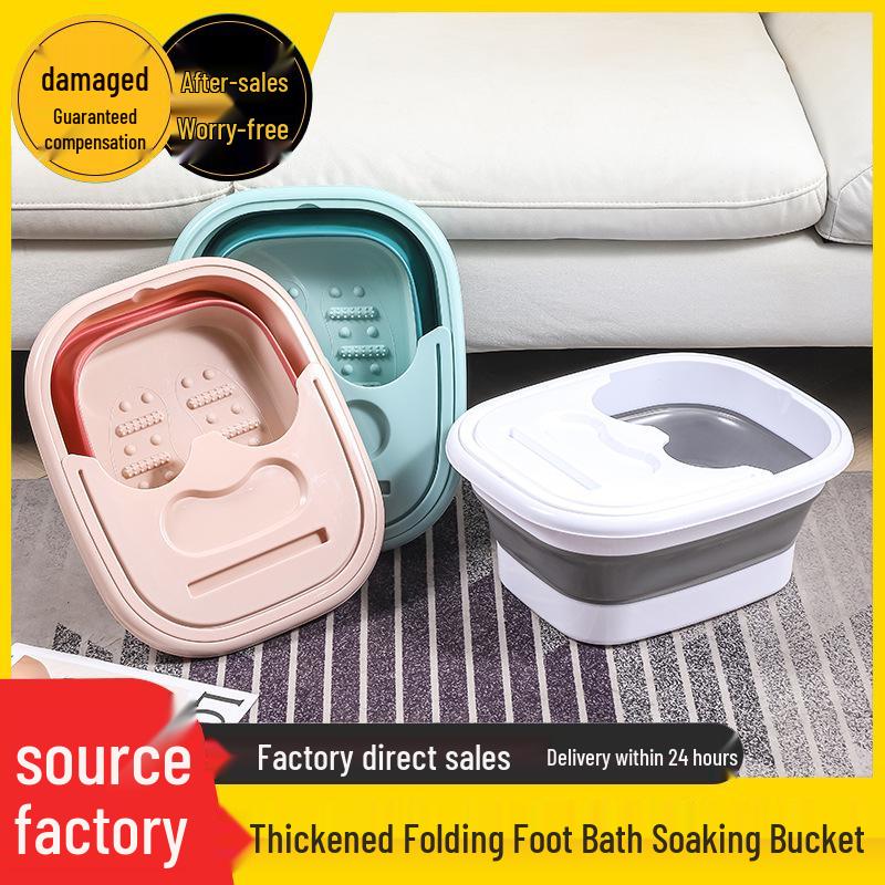 Portable Foldable Foot Bath & Massage Basin for Adults - Thickened Plastic Foot Soaking Bucket for Home & Dorm.