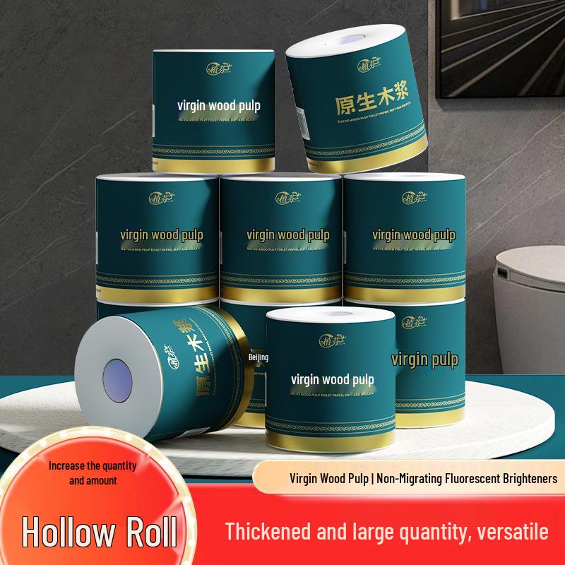 Zhi Fen Large Core Toilet Paper Rolls - Wood Pulp, Economical Pack for Dorms and Homes