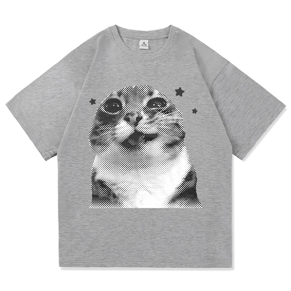 Y2k Lustiges Katzen-Meme T-Shirt Ich denke nicht, also bin ich nicht Männer Frauen Kleidung Harajuku Hochwertige Oberteile Baumwoll-T-Shirts