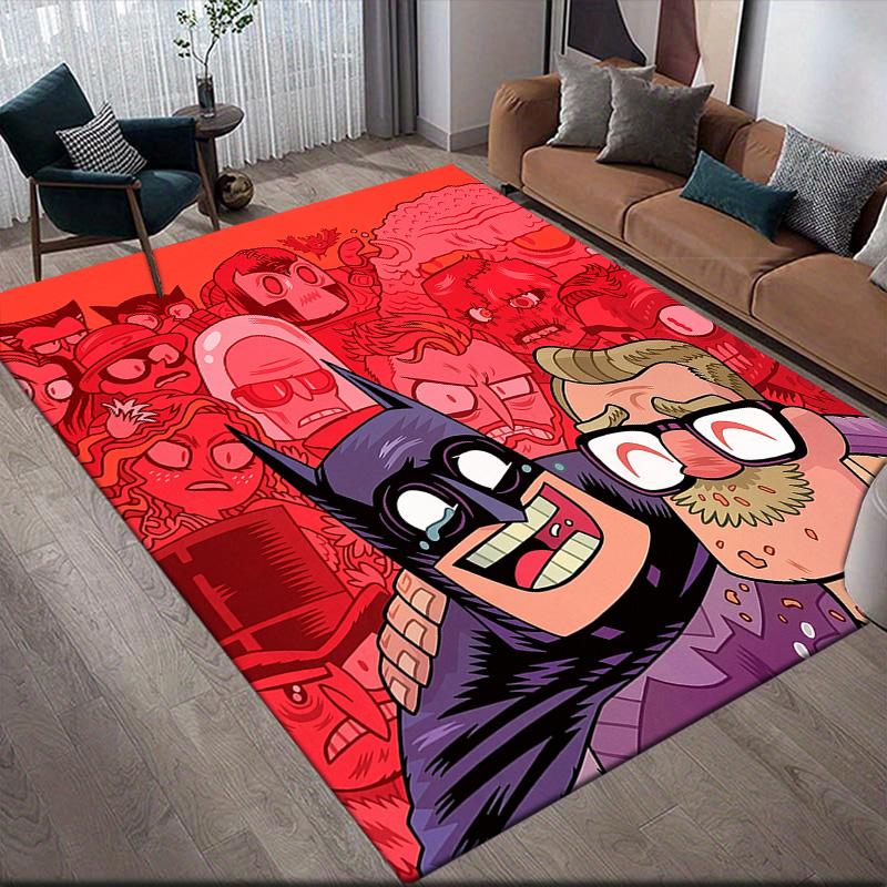 Batman & Villain Anti-Slip Floor Mat, Rectangular Carpet for Living Room & Entertainment Area Decor