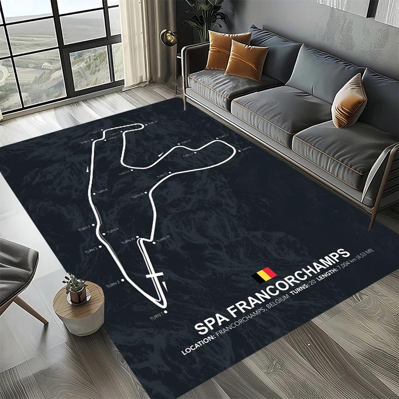Alfombra Decorativa Tema Automovilismo Fórmula 1 Alfombra Amante de las Carreras Alfombra de Cuatro Estaciones Impresa con Circuito F1 Imola Monaco para Habitación Sofá