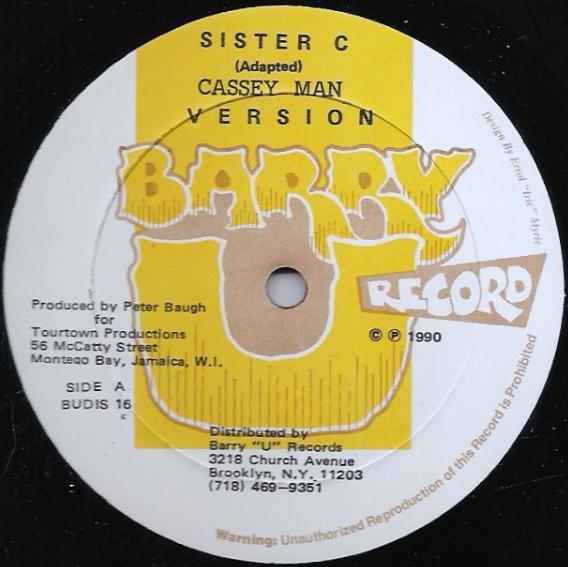 

12inch Record CASSEY MAN MUD MAN Sister C Boss A Trickster BUDIS16 Barry U Records 1990 US Reggae Ska Dub Used