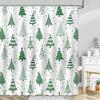 Christmas Shower Curtain Green Christmas Tree Winter Bathroom Shower Curtain Waterproof Xmas Tree Bathtub Curtain Decor with