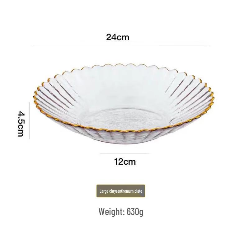 ZISIZ Gold Rim Floral Glass Plate Set
