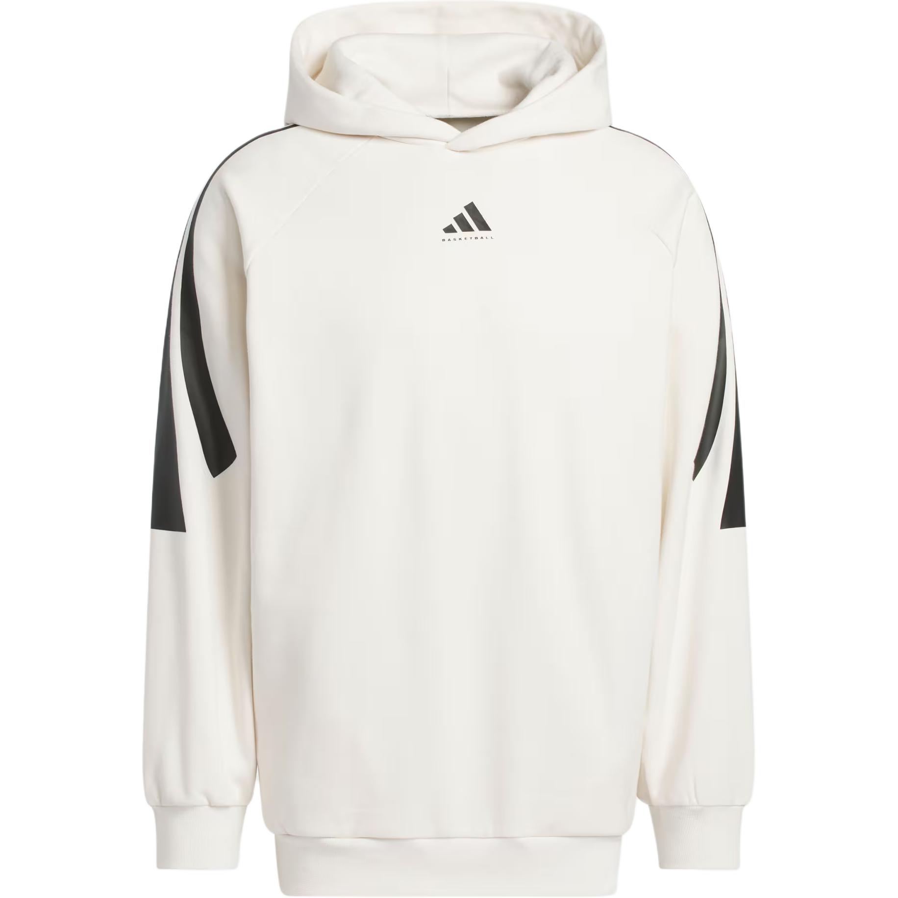 adidas Basketball 3-Stripes Fleece Hoodie Chalk White JZ7930 M