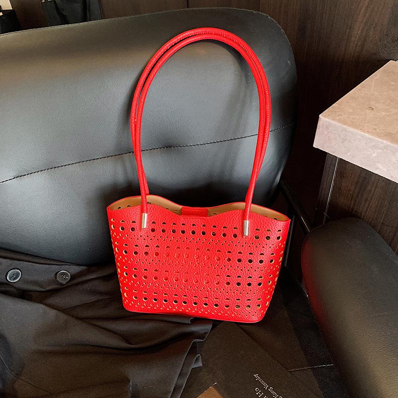 Large-capacity Hollow Bag Women's Summer New Versatile Shoulder Mother and Child Bag Leisure Commuter Tote Bag