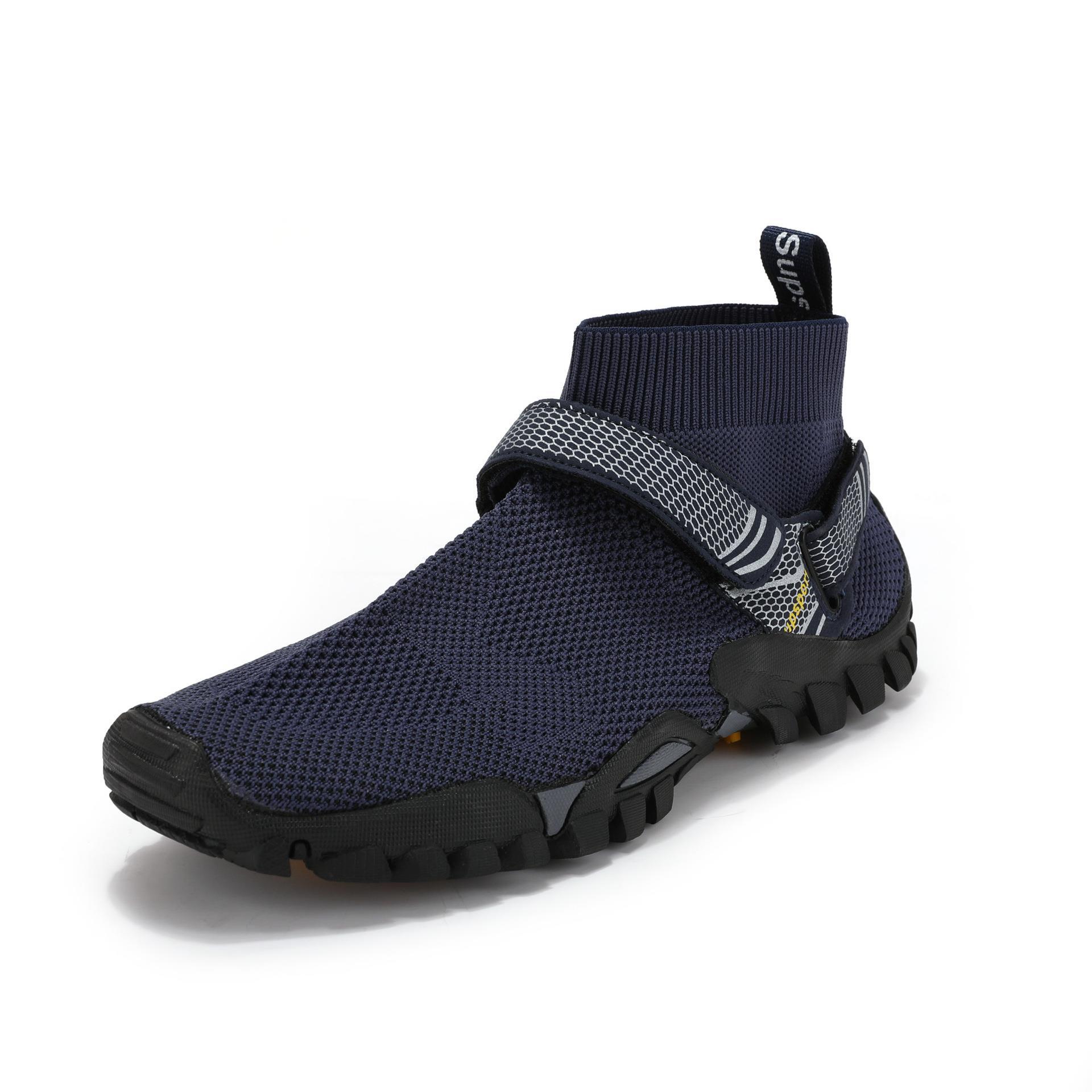 

Spring and Autumn Men s High Top Flying Woven Shoes Wading Shoes Fashion Casual Sports Mountaineering Outdoor Shoes Platform Mountain Shoes 47 синій