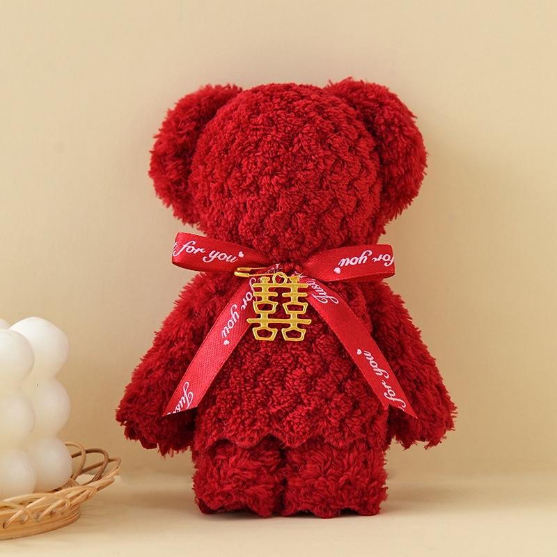 Luxury Velvet Bear Towel Plush Texture Kids Hand Towel Soft Absorbent for Hotel Guest Bathroom Use