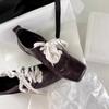 Retro Square-toed Leather Shoes with A Thick Front Tie Are Versatile and Suitable for Women