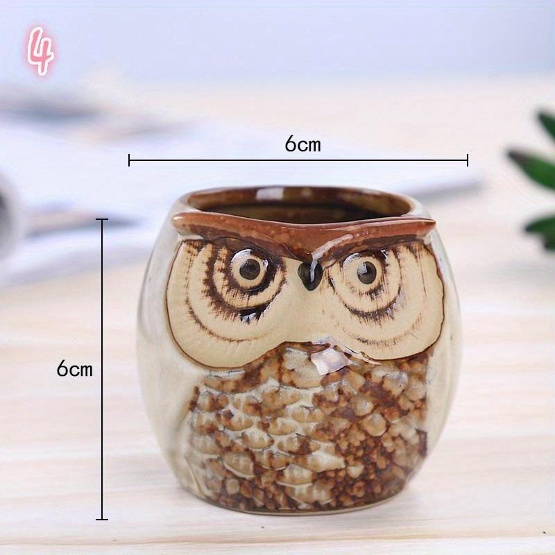 1Pc Personality Succulents Flower Pot Owl Animal Small Flower Pot Creative Cute Thumb Pot Ceramic Hole