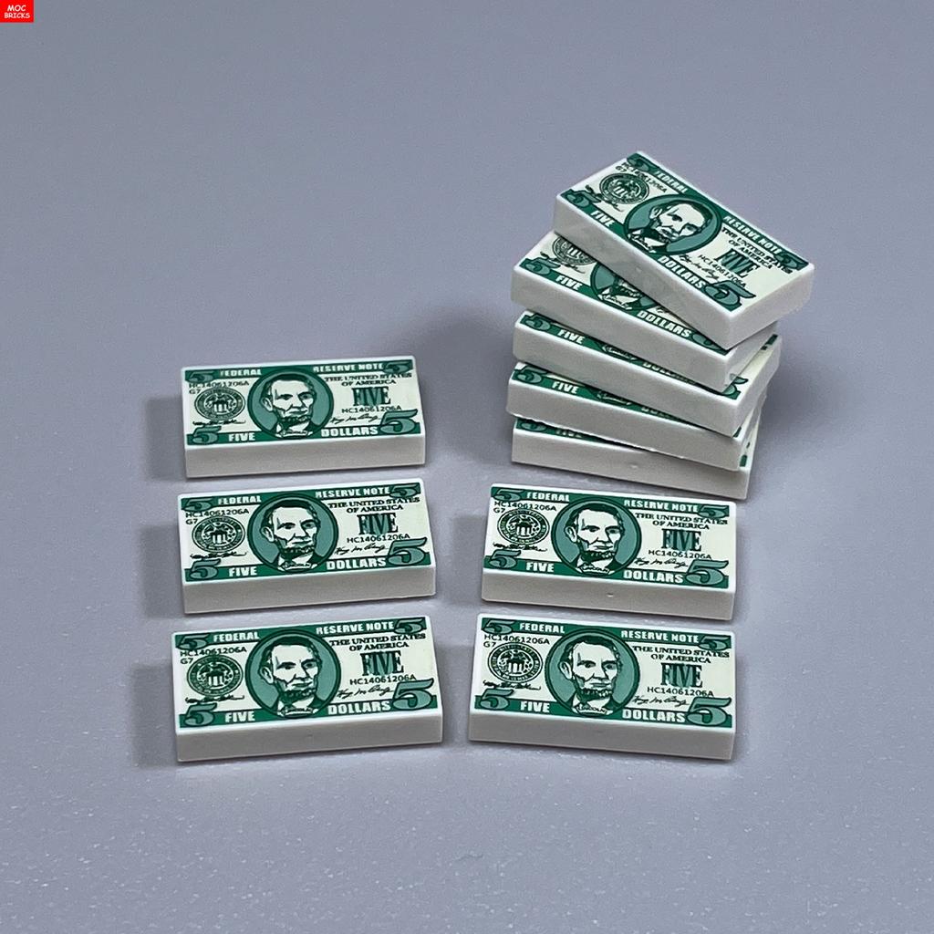 Ungiftige Moc Bausteine Horror Stadt Gold Silber Geldpistole Münzen Dollar Tasche Aktenkoffer 4cm Figur Polizei Zubehör Baustein Kinder Spielzeug