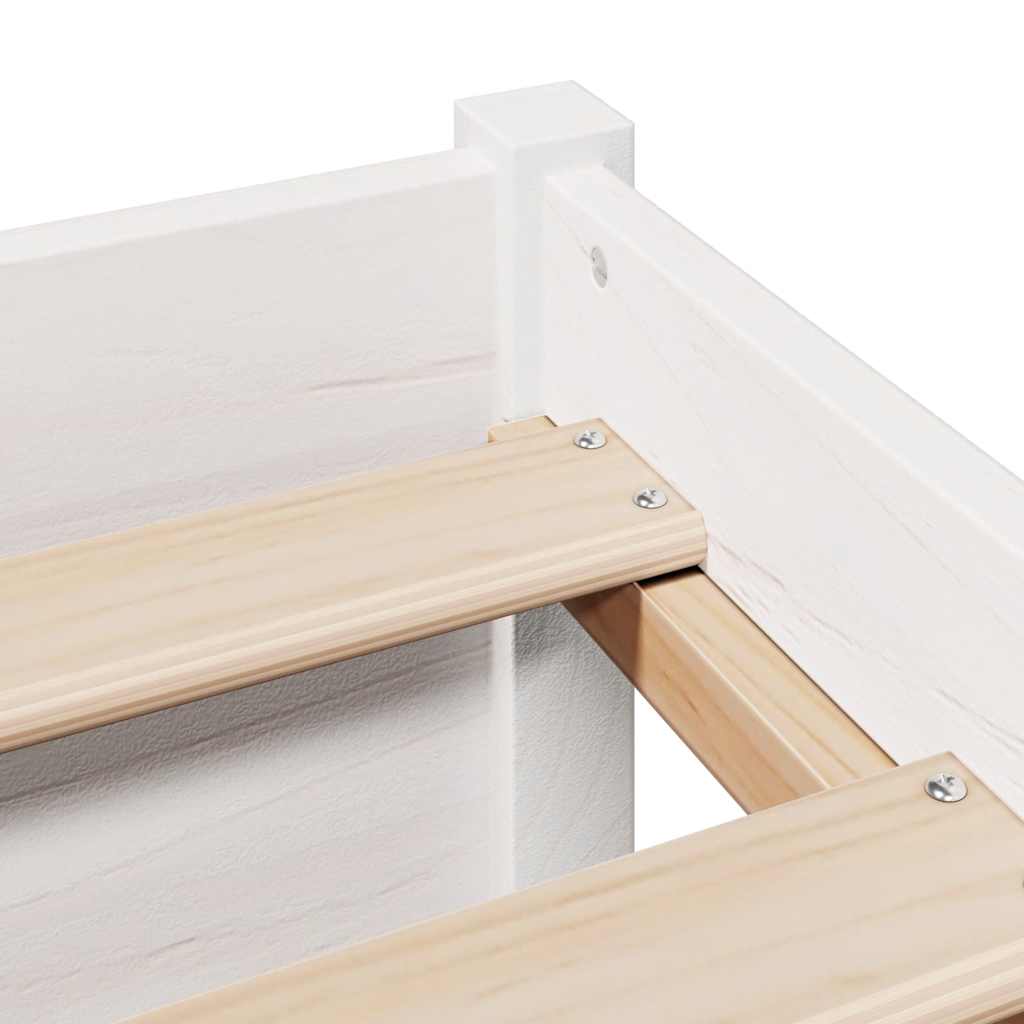 Solid Wood Bed with Shelf Without Mattress White 160x200 cm Pine