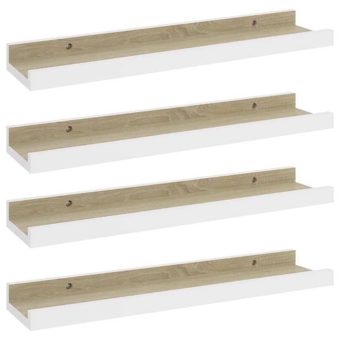 VidaXL Étagères murales 4 pcs Blanc et chêne Sonoma 40x9x3 cm