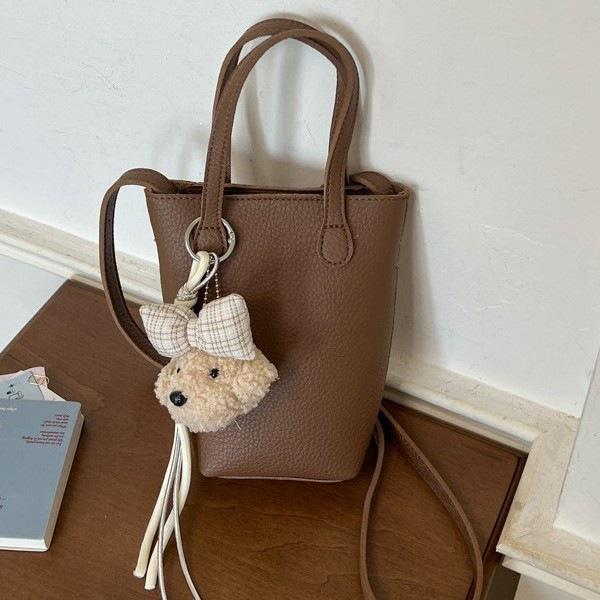 Korean-Style Small Lychee Texture Crossbody Bucket Bag, 2026 New Versatile Lightweight Shoulder Handbag for Women.