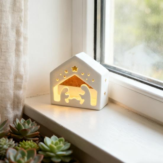 Yousheng Christmas Nativity Lamp Silicone Mold DIY Handmade Birth of Jesus Scene Ornament Crafts Mold Gypsum Cement Epoxy Resin Casting Mold