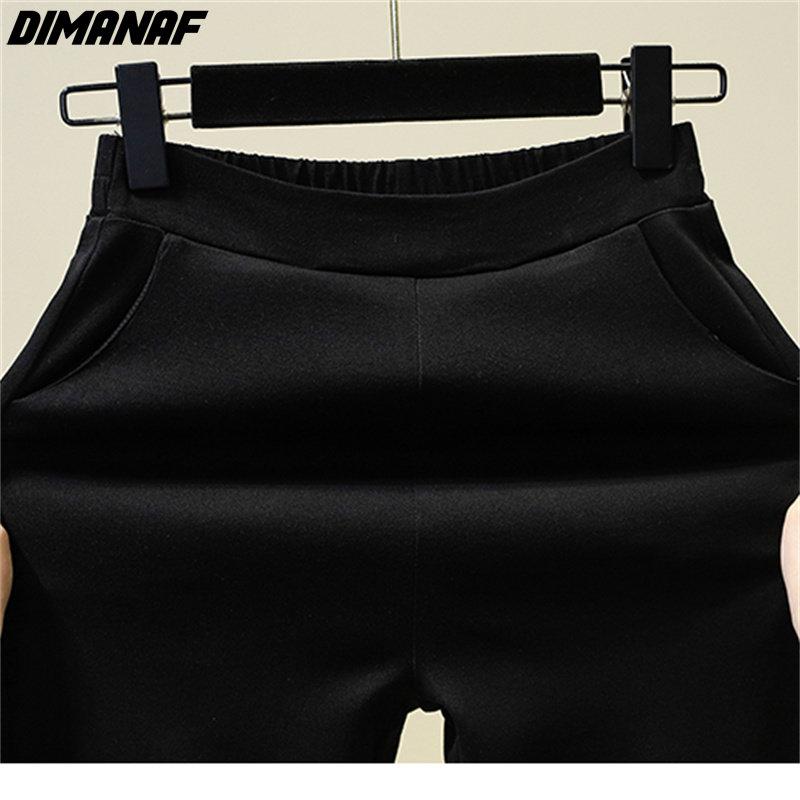DIMANAF 2025 Plus Size Spring Women Pants Loose Casual Style Female Elastic Trousers Pants Black
