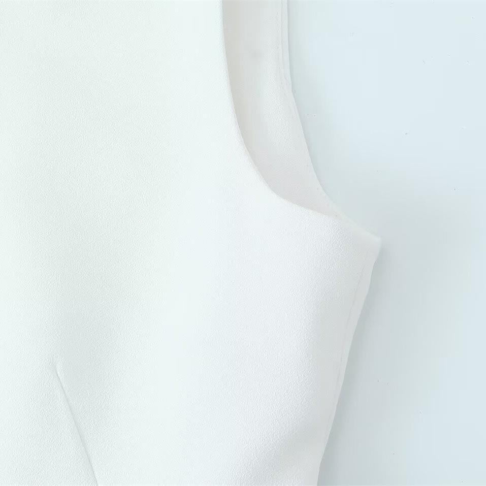 TAOP&ZA Women's Spring/Summer V-Neck Asymmetric Sleeveless Casual Vest