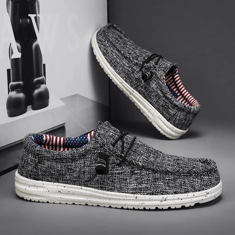 Men's Large Casual Korean Style Loafers - Breathable Light Canvas Slip-Ons