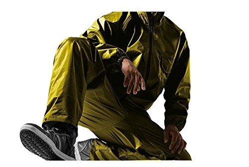 Men's Rain Suit (Water Resistance: 10,000mmH2O), Adjustable Hem, Adjustable Hood, Waterproof Tape, Mesh Lining, Size 4L, Dark Yellow, AS5100