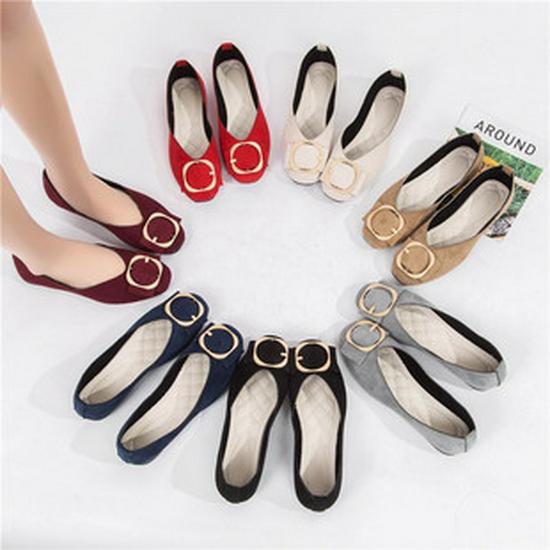 Wiosna/Lato 2025 Damskie Płaskie Buty w Koreańskim Stylu, Skórzane, Kwadratowy Nosek, Duży Rozmiar 43