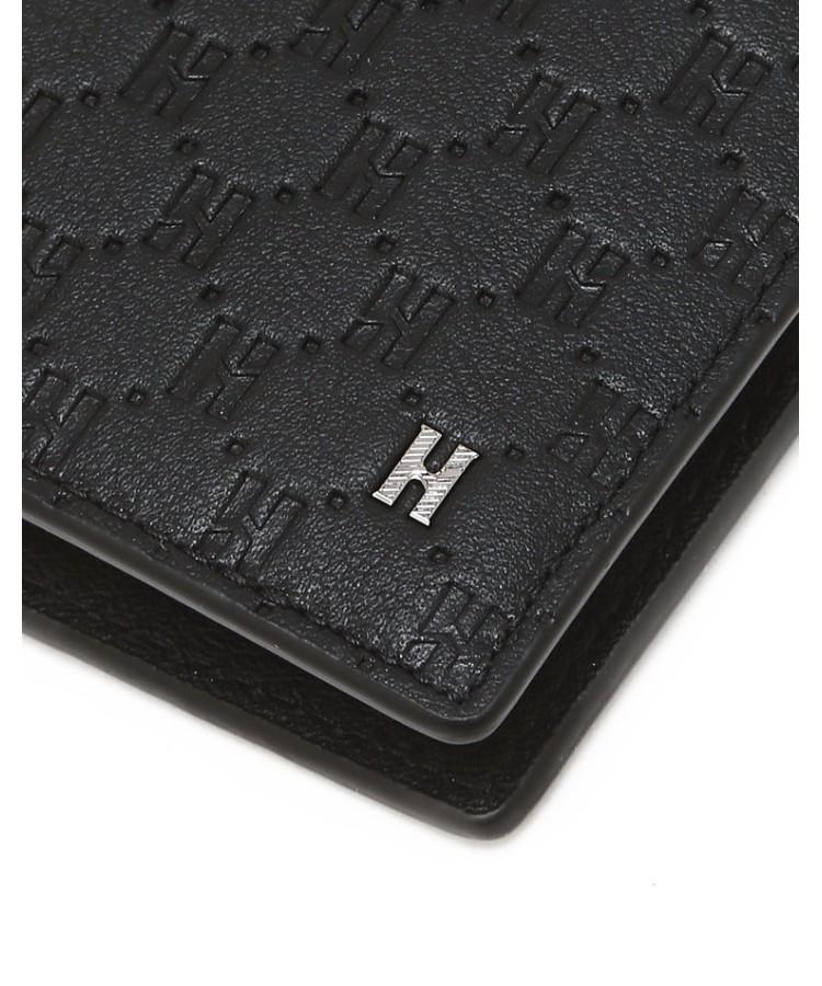 Hazzys Men Acc Black Logo Pattern Cowhide Medium Wallet Hjwa6F836Bk