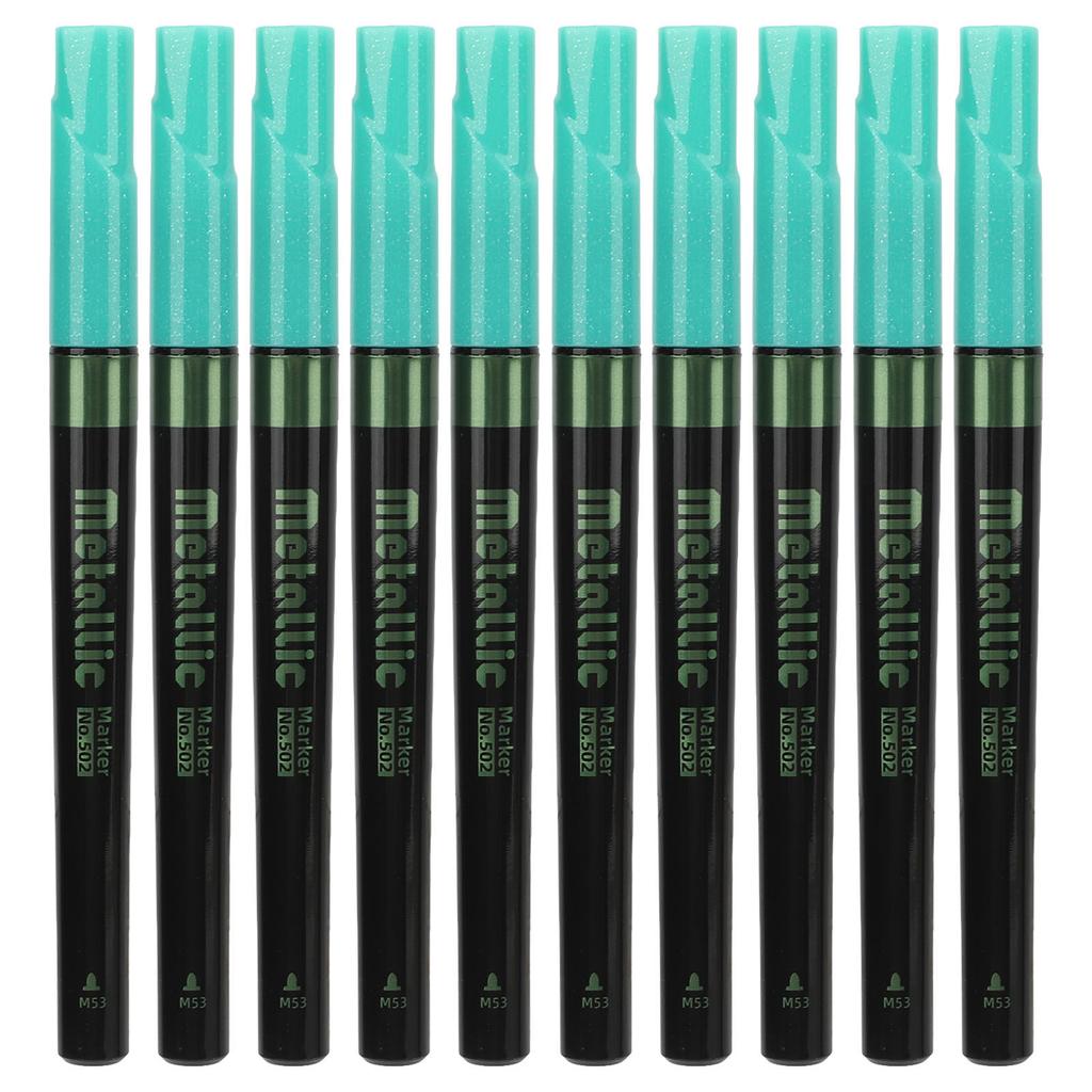 10PCS Metallic Marker Pens Emerald Marker Pens for Graffiti Wood Painted Ceramics Glass Fluid Spread Graffiti Marker Pen