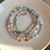 Temperament Sweet Dopamine Color Fresh Pink Blue Resin Beads Imitation Pearl Beaded Necklace for Women Collar Chain Jewelry Gift