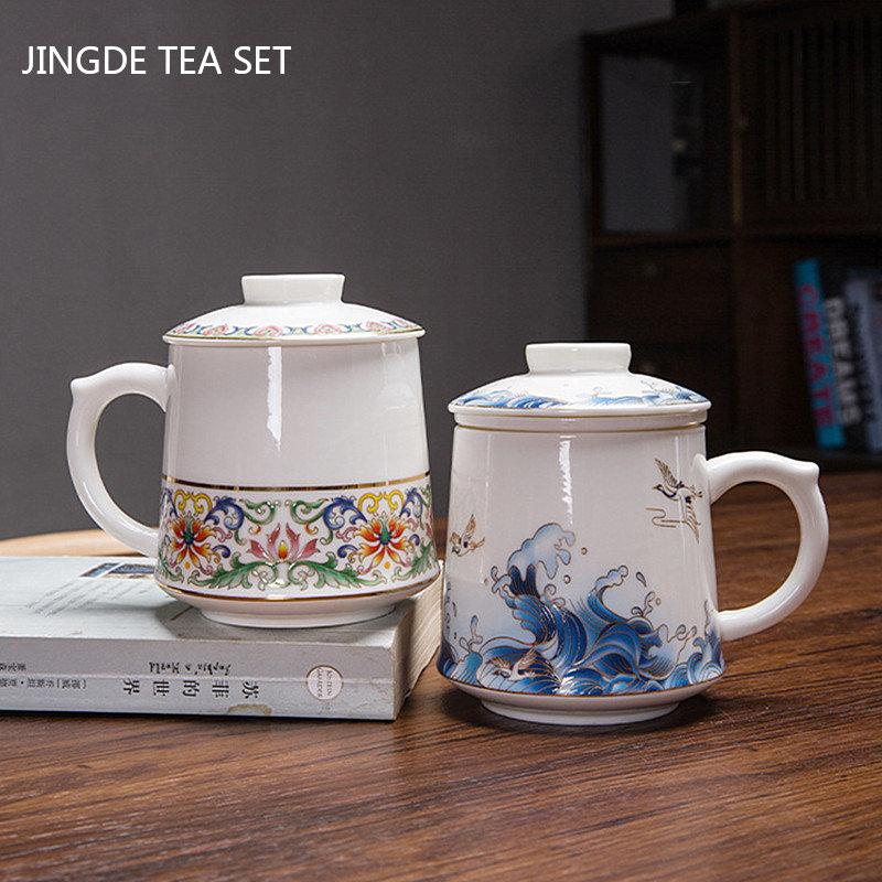 Palace Style Ceramic Master Cup with Lid Enamel Color Tea Cup with Inner Filter Large-capacity Teacup Chinese Tea Set
