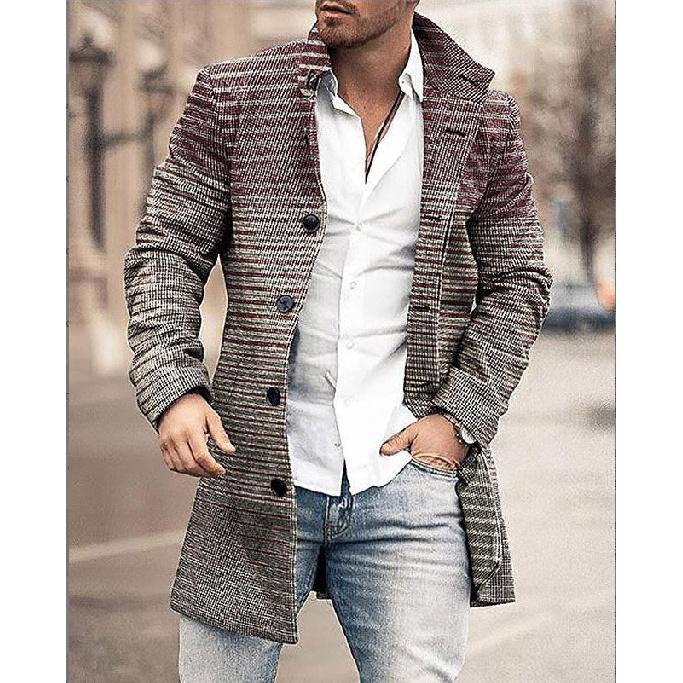 Spring New Men's Pocket Versatile Daily Retro Stand Up Collar Medium Long Woolen Coat Men's Casual Coat Men's Clothing