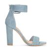 Allegra K Damen Blockabsatz Sandalen mit Reißverschluss-Schnalle und Knöchelriemen, Denimblau, Größe 24,5cm