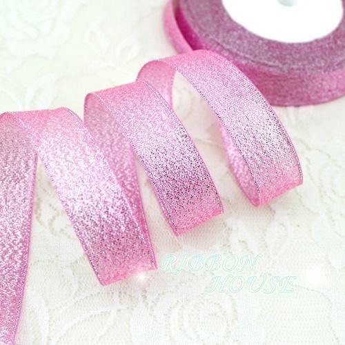 

(25 yards/roll) 3/4 (20mm) Pink Metallic Glitter Ribbon Colorful gift package wedding ribbons wholesale розовый