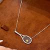 Zirconia Metal Pendant Necklace With Diamonds Sweater Chain Tennis Racket Necklace  Jewelry Gifts