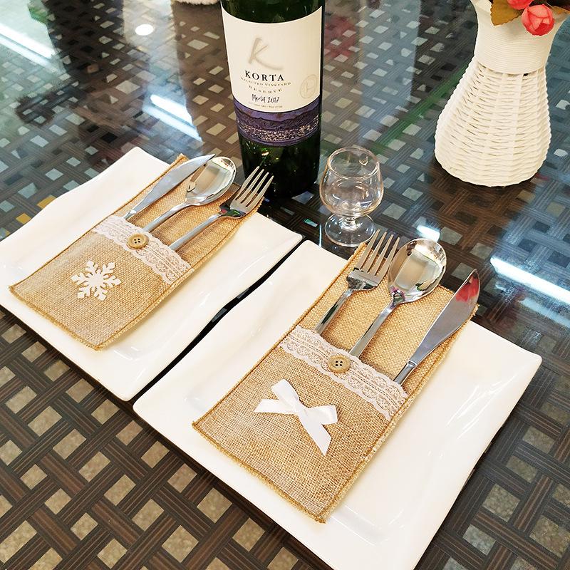 2024 Christmas Cutlery Sets with Burlap Bags - Perfect for Restaurant, Hotel, and Home Decorations.