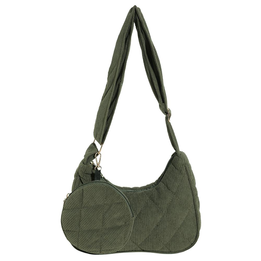 Women Corduroy Handbag with Coin Purse Vintage Shoulder Bag Female Fashion Tote Bag Casual Solid Color Armpit Bag Hobo Bag 2024