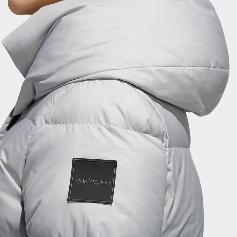 Adidas Neo Large Logo Casual Mid-Length Down Jacket Winter Women Outerwear Gray EI4425