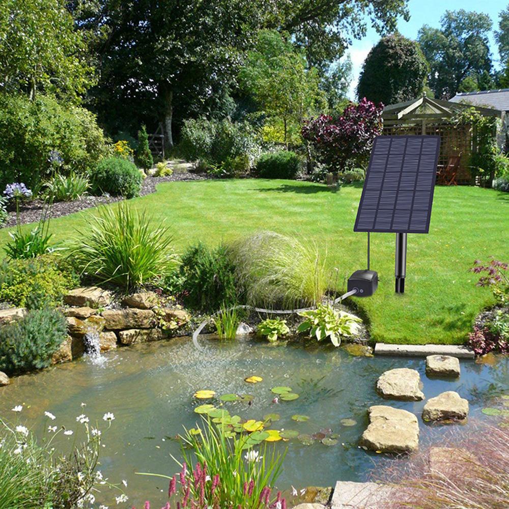 Solar Air Pump Oxygenator Aquarium Pond Aerator with Air Hose and Bubble Stone for Outdoor Fish Tanks Garden Pond Pool