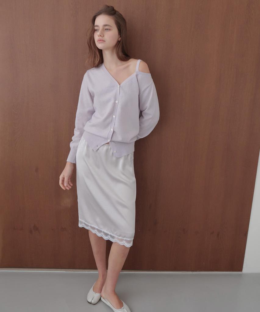 Munish Lace Satin Skirt (Grey)