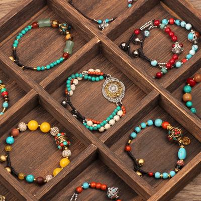 Ethnic Style Retro Personality Niche Design Nepal Tibetan Hand-woven Bracelet Turquoise Bracelet Women's Jewelry