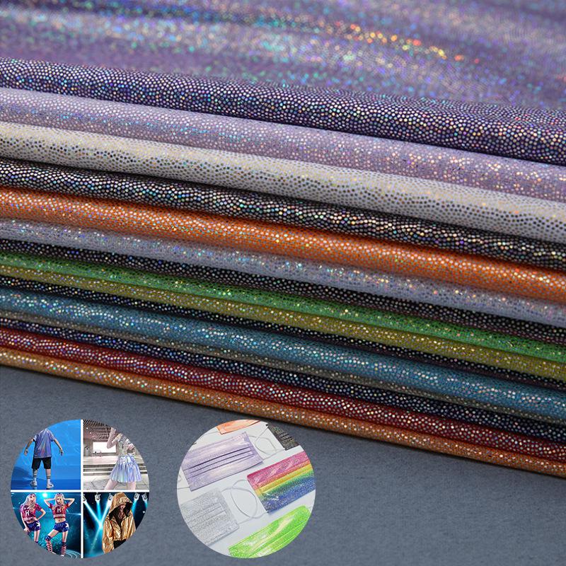 Colorful Fantasy Laser Fingerprint Dot with Gold Stamping Fabric for Stage Clothing, Tablecloths, Toys, and Christmas Decor