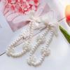 Korea Cute White Bow Heart Pearl Phone Chain for Women Girls Telephone Beaded Lanyard Anti-Lost Accessories Car Jewelry Gift